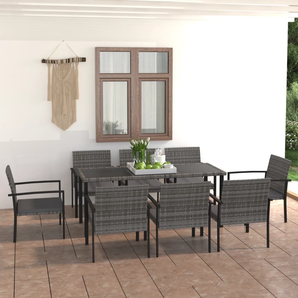 Set De Masă Și Scaune De Exterior, 9 Piese, , Poliratan