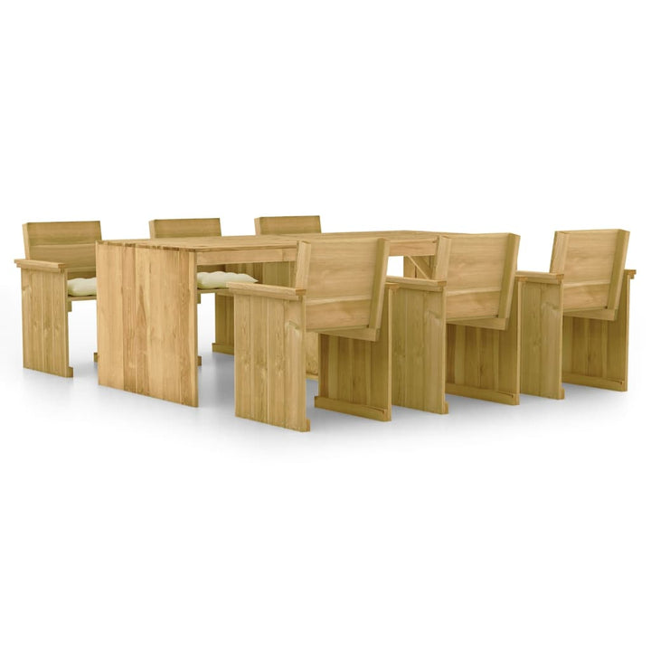 Set Mobilier De Grădină Cu Perne, 7 Piese, Lemn De Pin Tratat