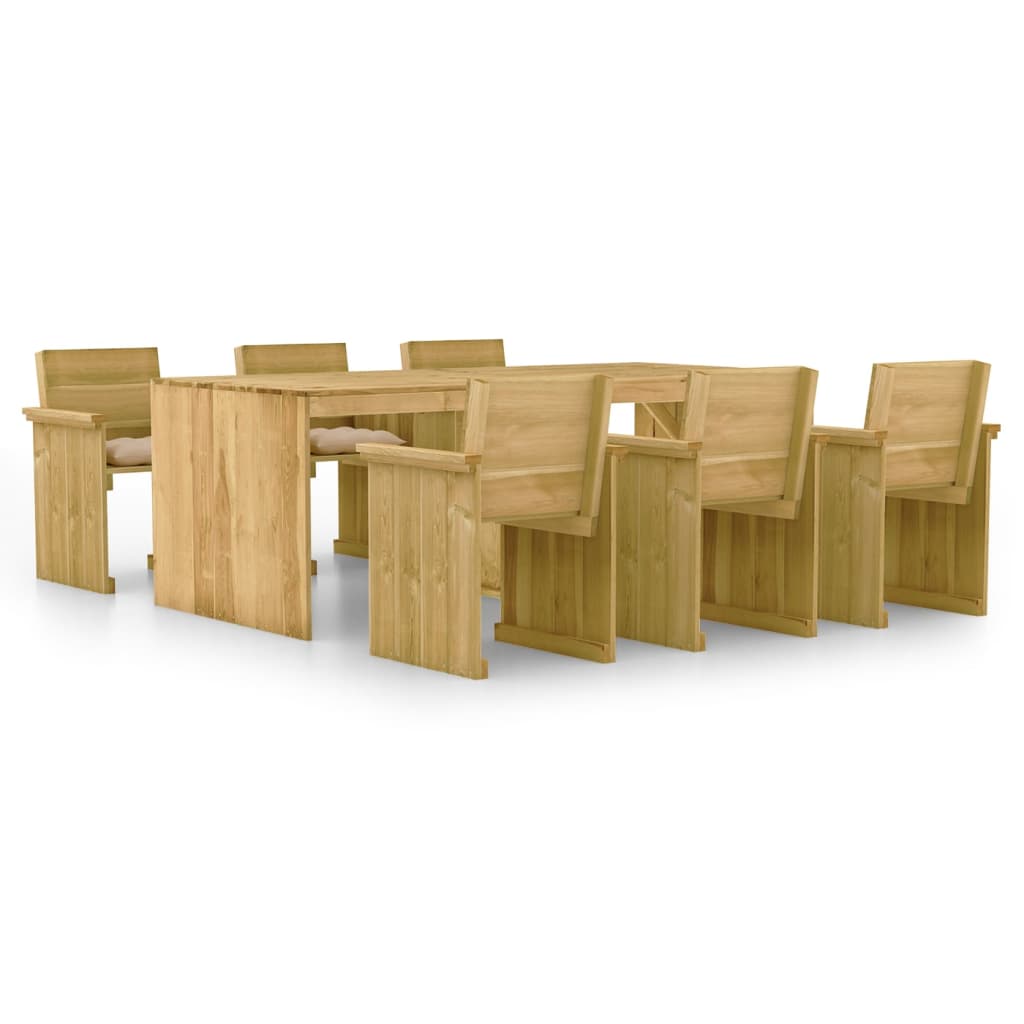 Set Mobilier De Grădină Cu Perne, 7 Piese, Lemn De Pin Tratat