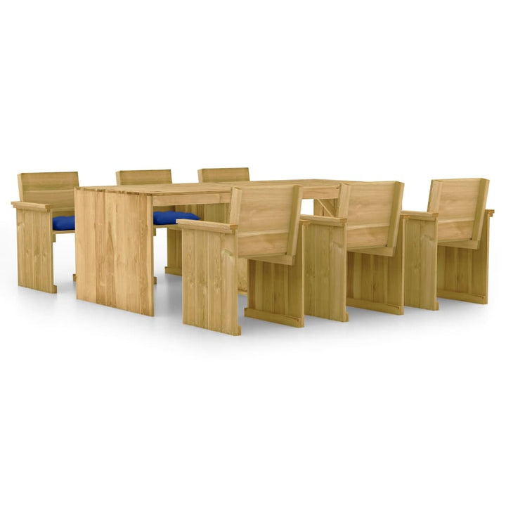 Set Mobilier De Grădină Cu Perne, 7 Piese, Lemn De Pin Tratat