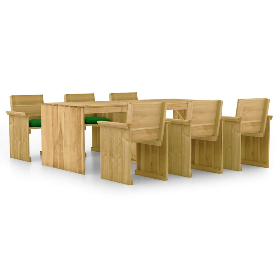 Set Mobilier De Grădină Cu Perne, 7 Piese, Lemn De Pin Tratat