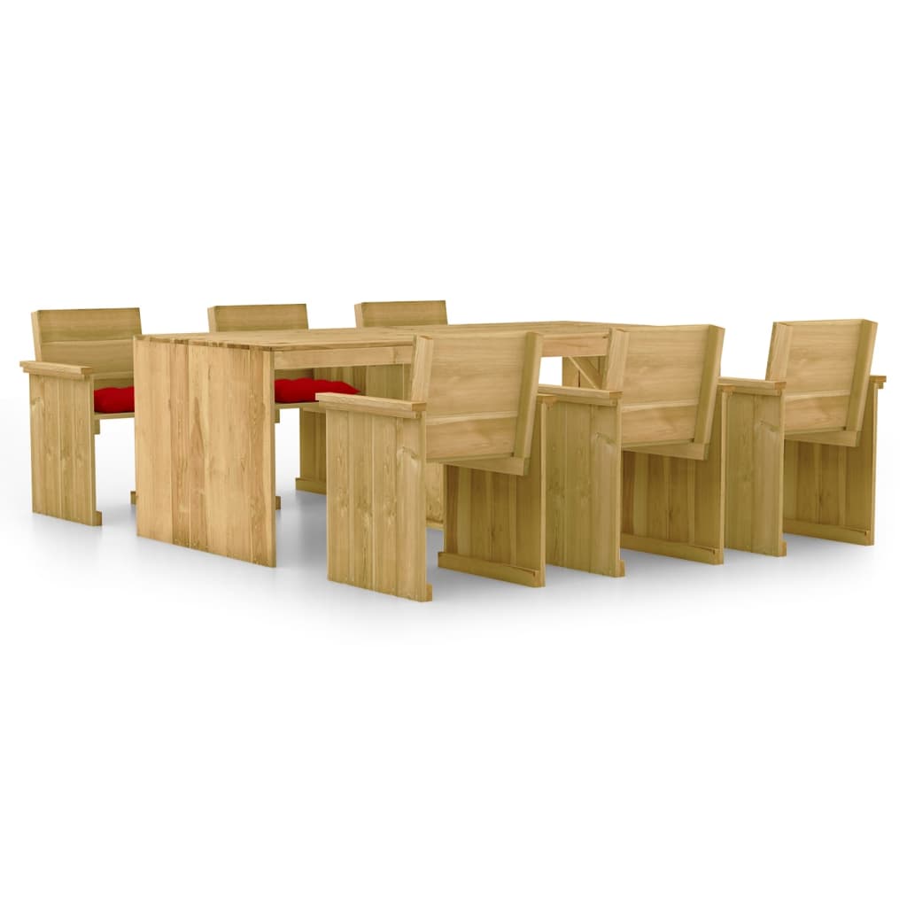 Set Mobilier De Grădină Cu Perne, 7 Piese, Lemn De Pin Tratat