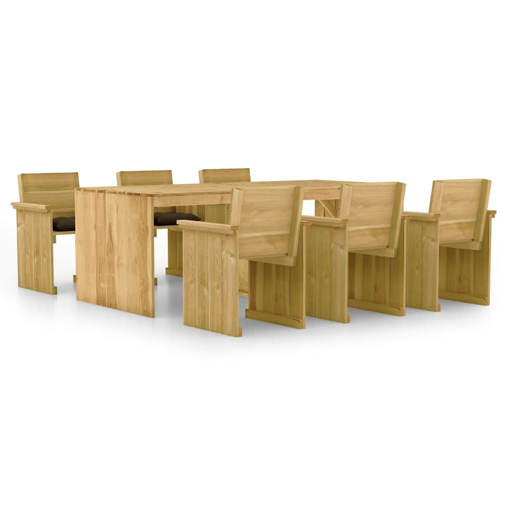 Set Mobilier De Grădină Cu Perne, 7 Piese, Lemn De Pin Tratat