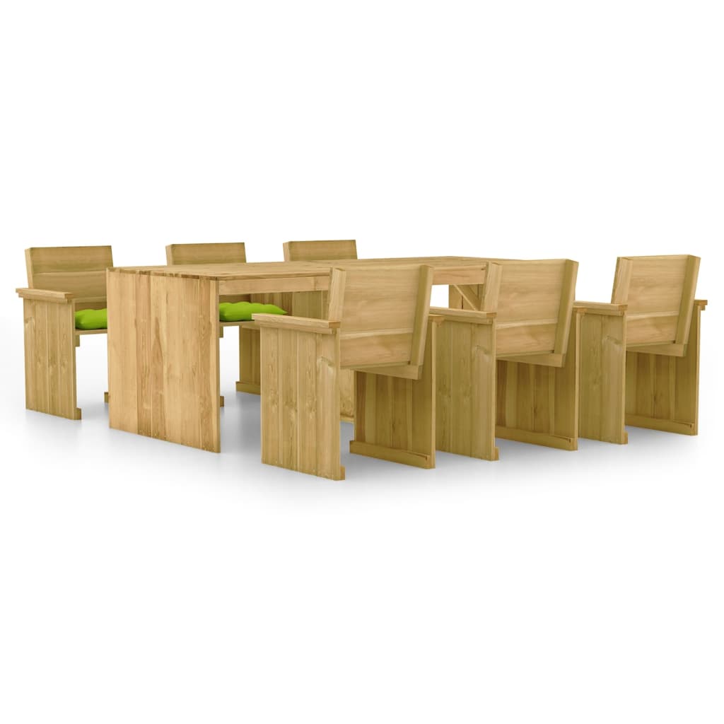 Set Mobilier De Grădină Cu Perne, 7 Piese, Lemn De Pin Tratat