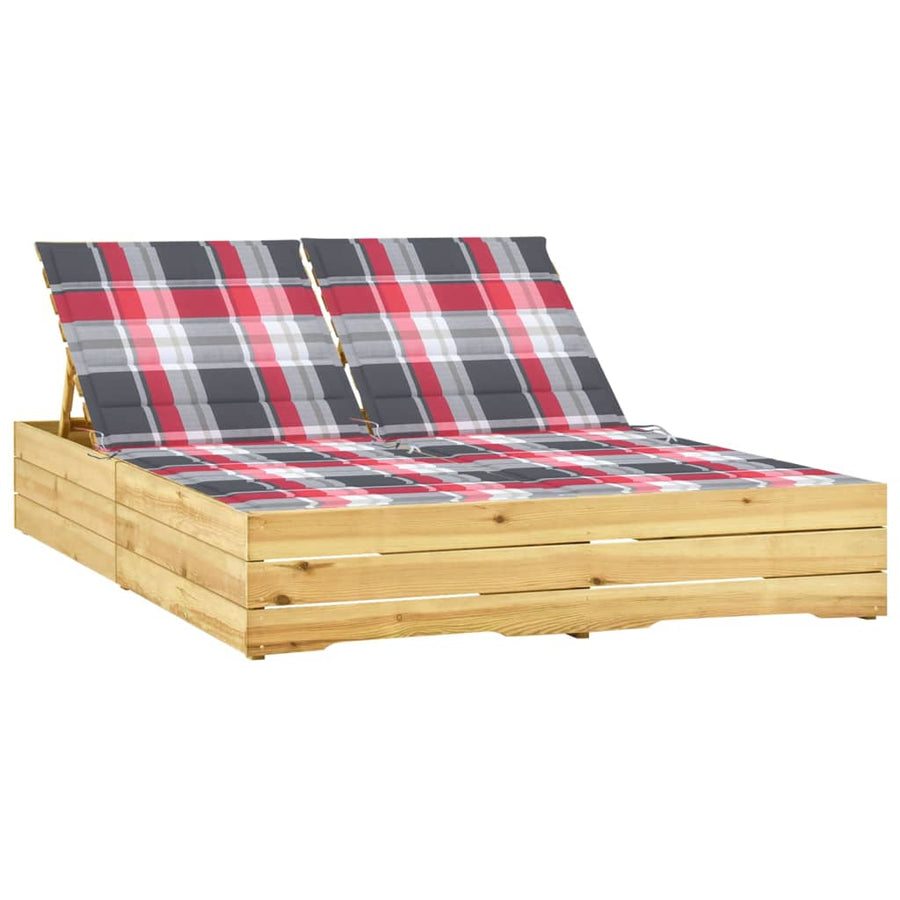 Șezlong Dublu Cu Perne, Lemn De Pin Tratat