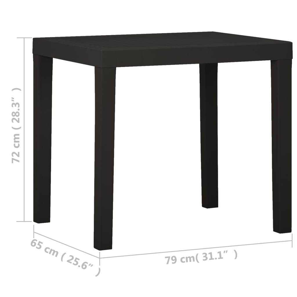 Masă De Grădină, Antracit, 79X65X72 Cm, Plastic