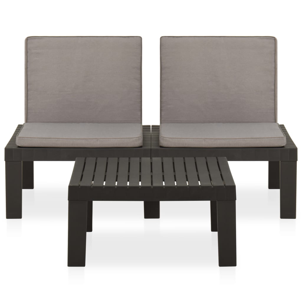 Set Mobilier De Grădină Cu Perne, 2 Piese, , Plastic