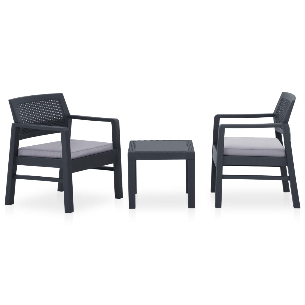 Set Mobilier De Grădină Cu Perne, 3 Piese, , Plastic