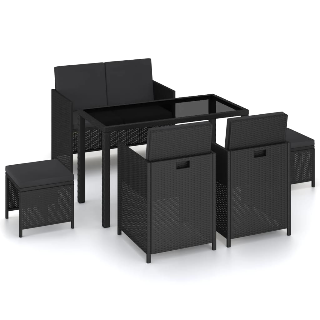 Set Mobilier De Exterior Cu Perne, 6 Piese, , Poliratan