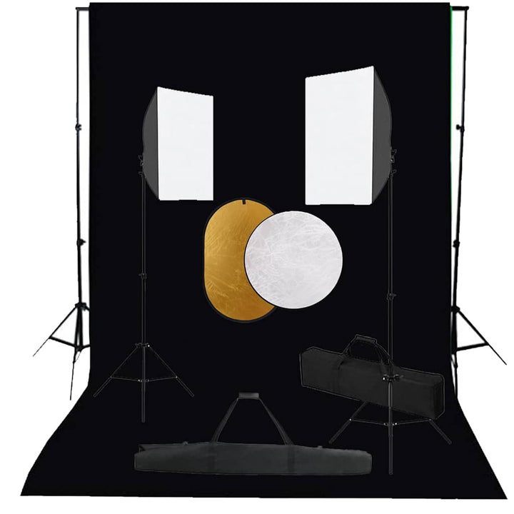 Set Studio Foto Cu Lumini Softbox, Fundal Și Reflector
