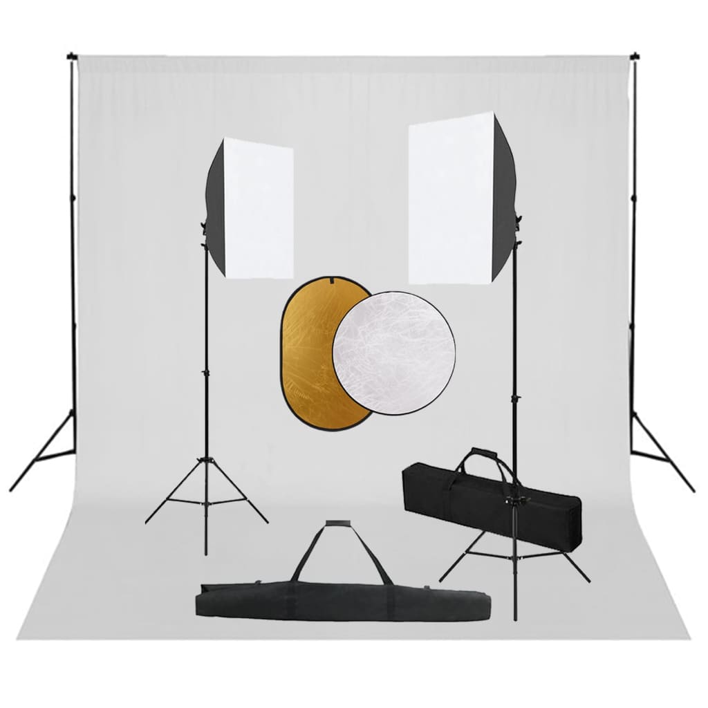 Set Studio Foto Cu Lumini Softbox, Fundal Și Reflector