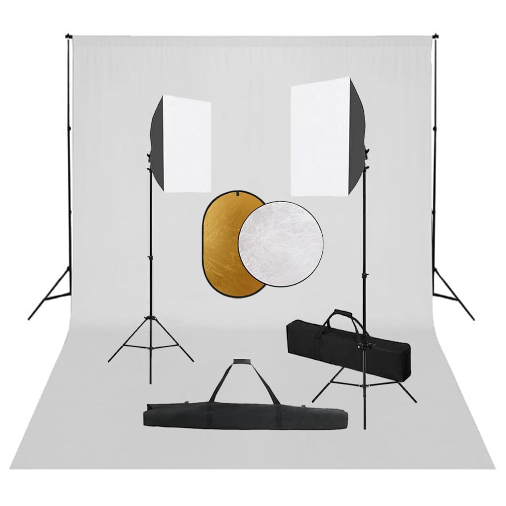 Set Studio Foto Cu Lumini Softbox, Fundal Și Reflector