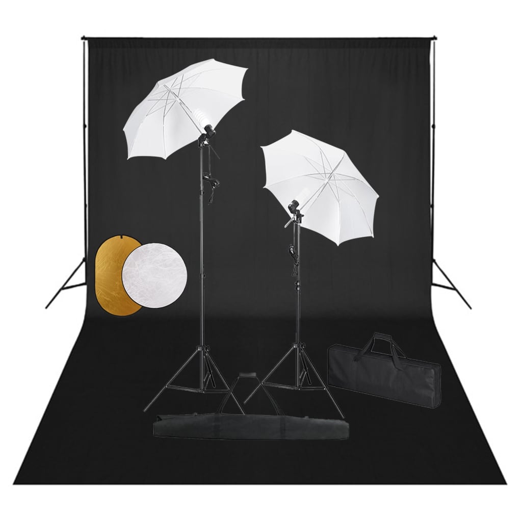 Set Studio Foto Cu Lămpi, Umbrele, Fundal Și Reflector