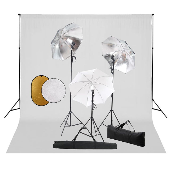 Set Studio Foto Cu Lămpi, Umbrele, Fundal Și Reflector