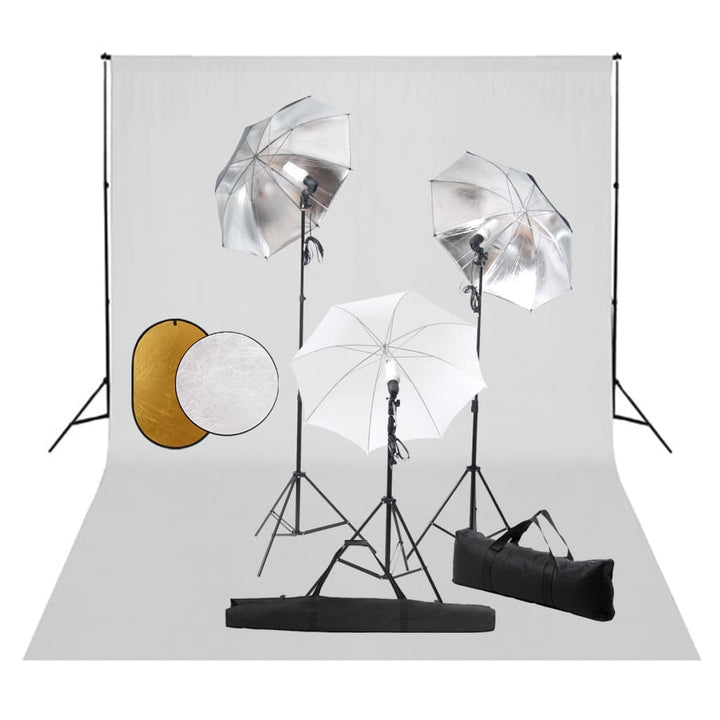 Set Studio Foto Cu Lămpi, Umbrele, Fundal Și Reflector