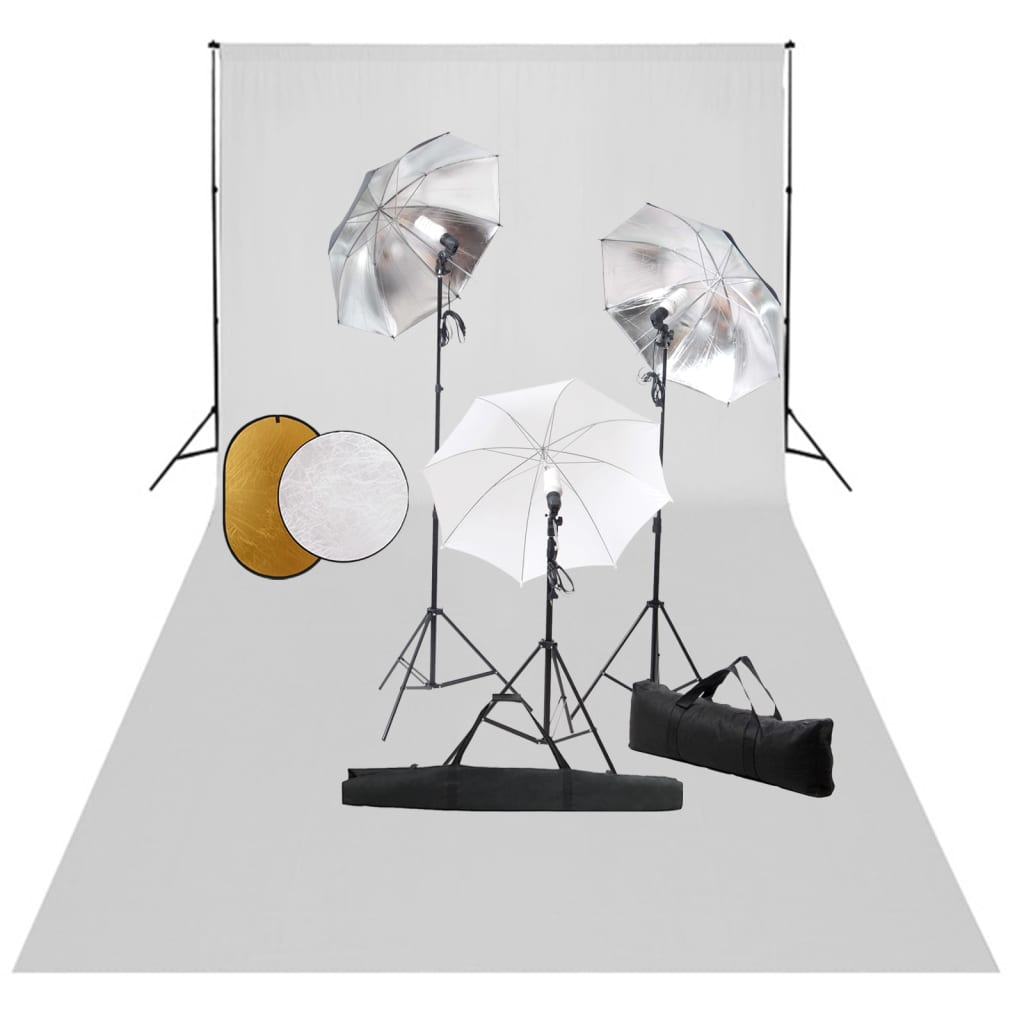 Set Studio Foto Cu Lămpi, Umbrele, Fundal Și Reflector