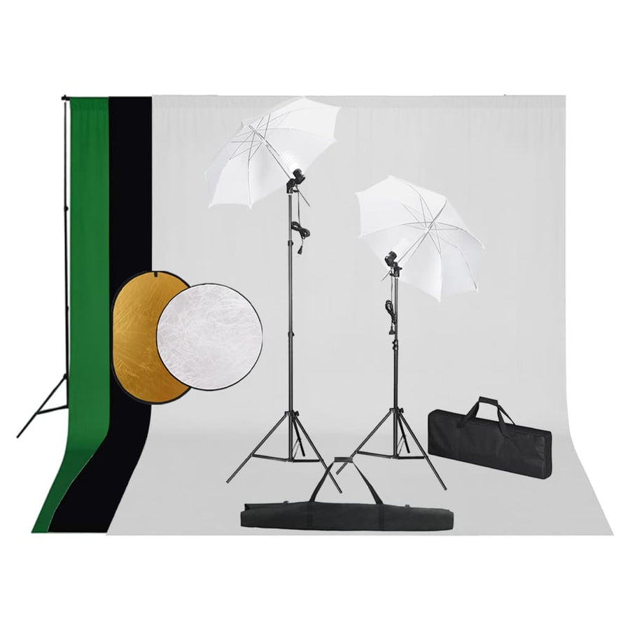 Set Studio Foto Cu Lămpi, Umbrele, Fundal Și Reflector