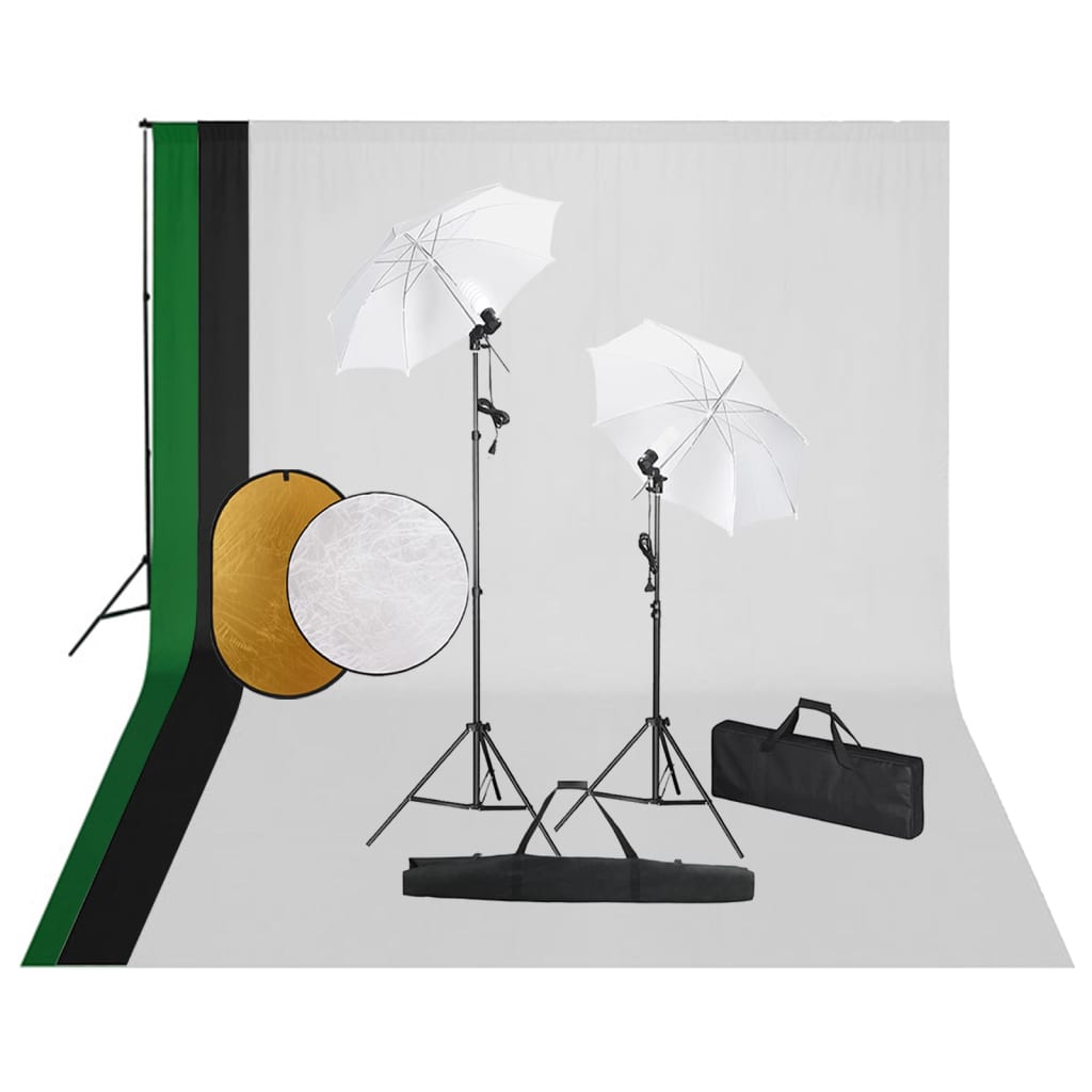 Set Studio Foto Cu Lămpi, Umbrele, Fundal Și Reflector