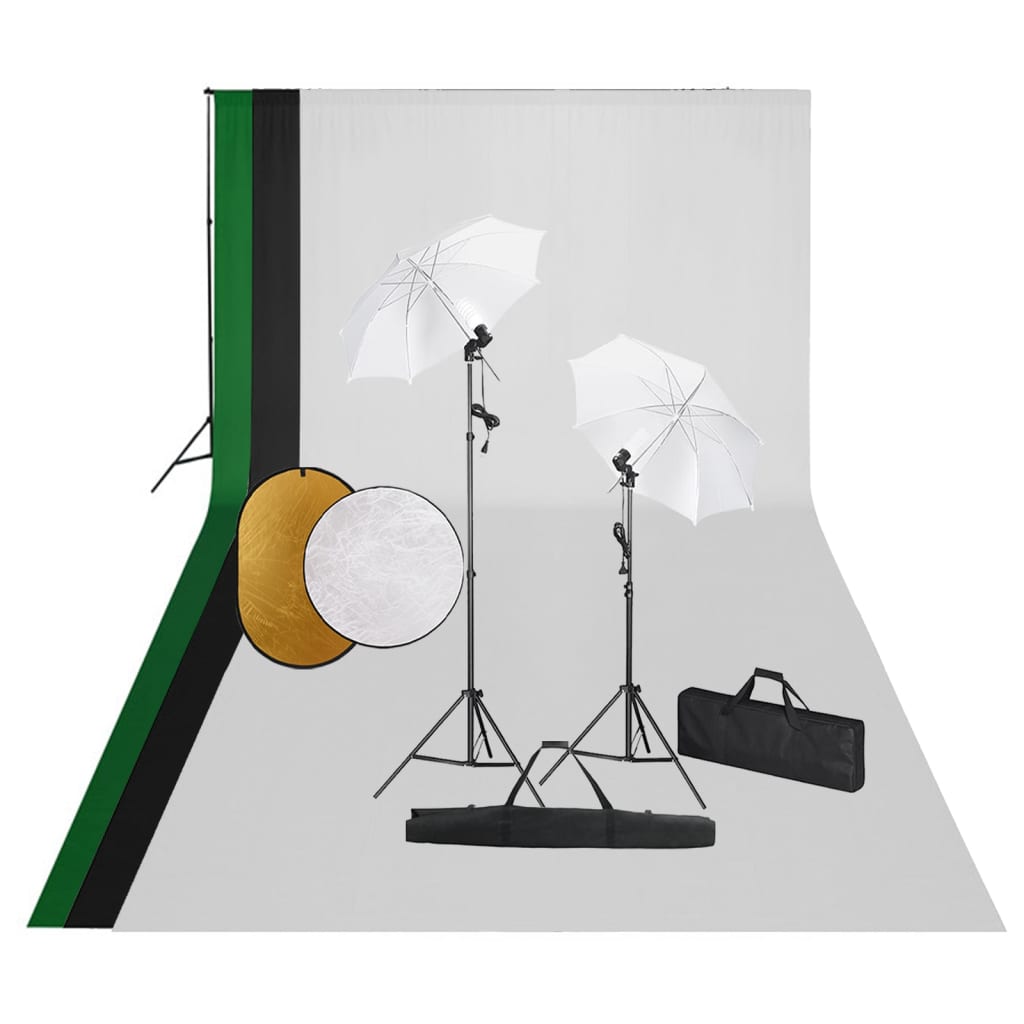 Set Studio Foto Cu Lămpi, Umbrele, Fundal Și Reflector