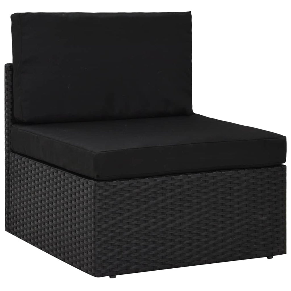 Set Mobilier De Grădină, 9 Piese, Negru, Poliratan