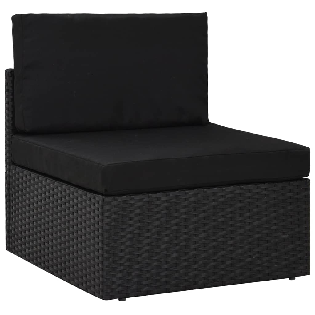 Set Mobilier De Grădină, 9 Piese, Negru, Poliratan
