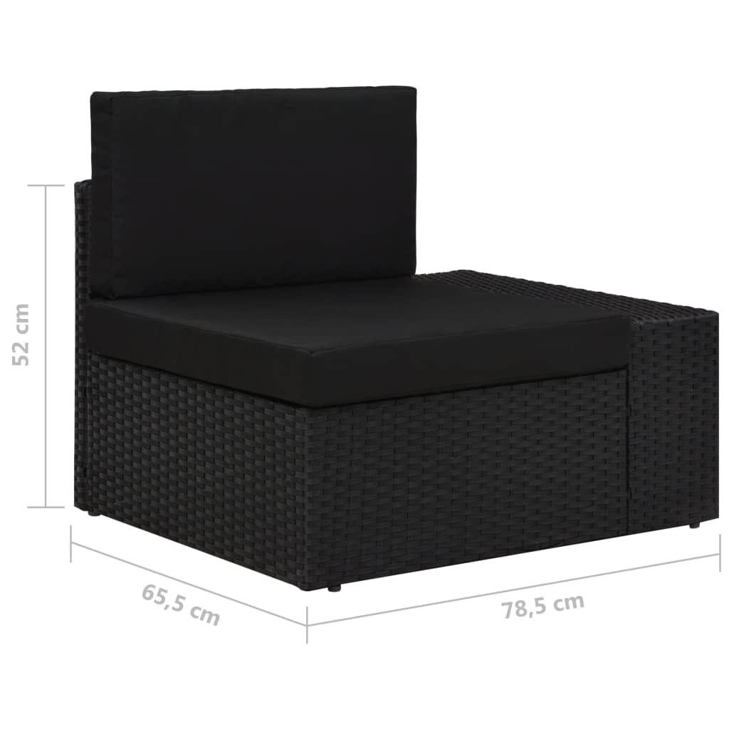 Set Mobilier De Grădină, 9 Piese, Negru, Poliratan