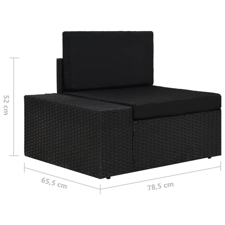 Set Mobilier De Grădină, 9 Piese, Negru, Poliratan