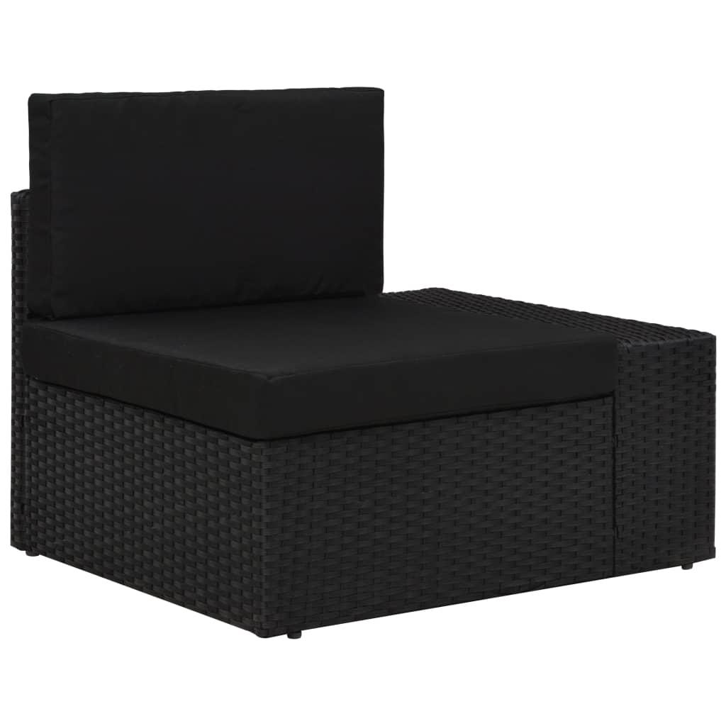Set Mobilier De Grădină, 9 Piese, Negru, Poliratan