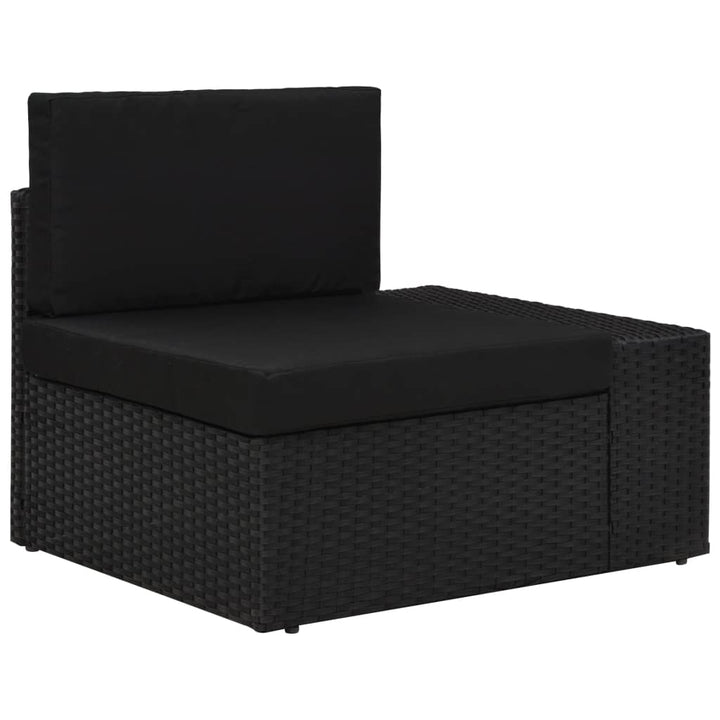 Set Mobilier De Grădină, 9 Piese, Negru, Poliratan