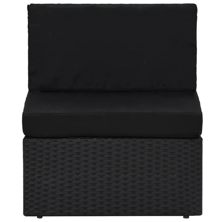 Set Mobilier De Grădină, 9 Piese, Negru, Poliratan