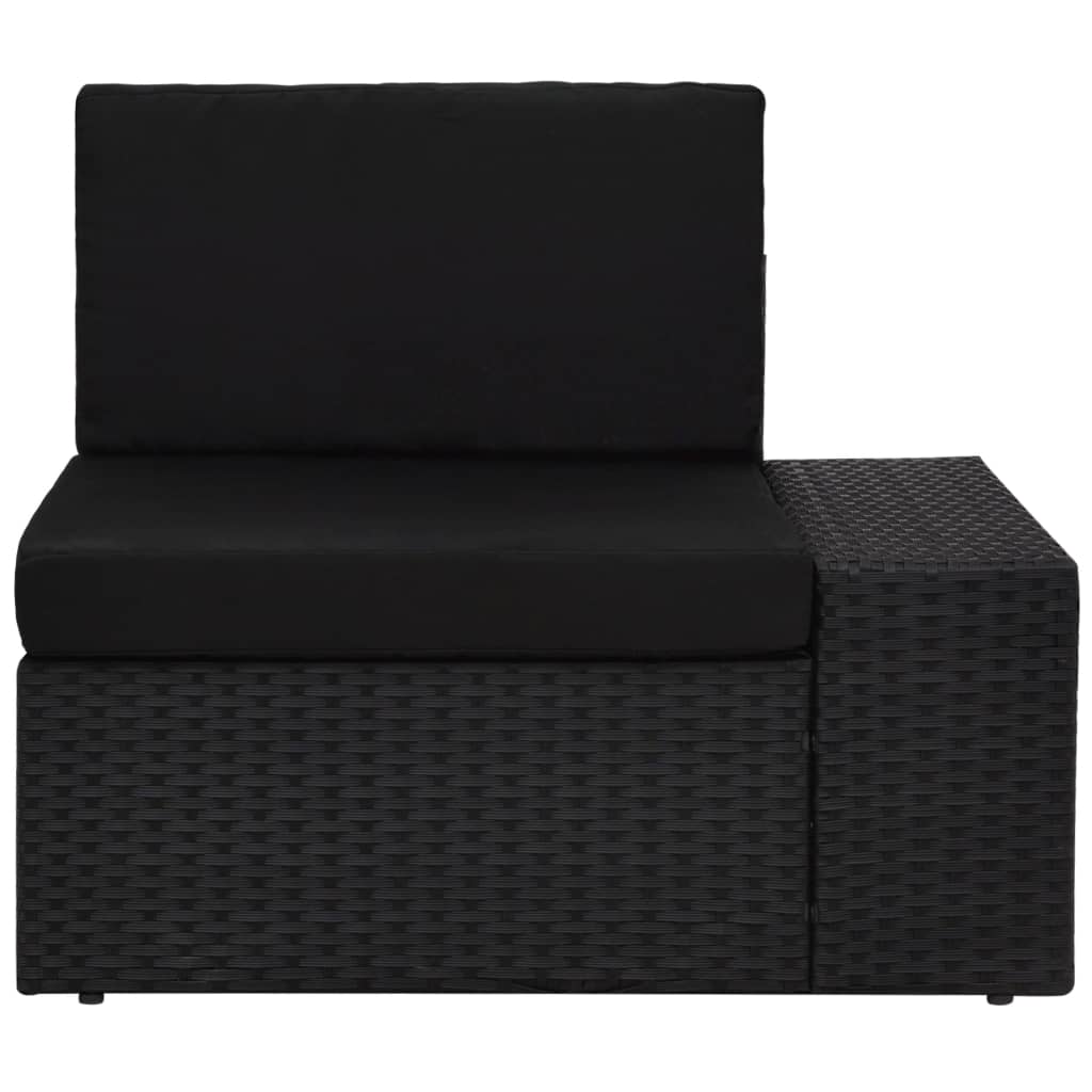 Set Mobilier De Grădină, 9 Piese, Negru, Poliratan