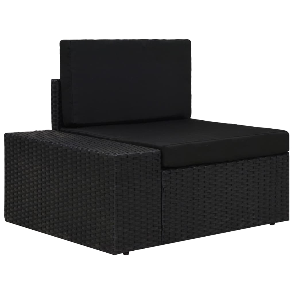 Set Mobilier De Grădină, 9 Piese, Negru, Poliratan
