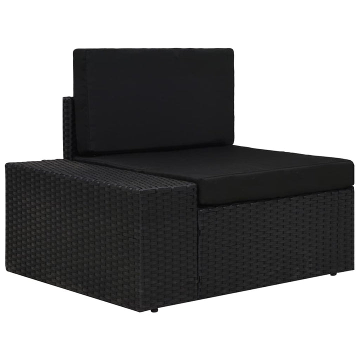 Set Mobilier De Grădină, 9 Piese, Negru, Poliratan