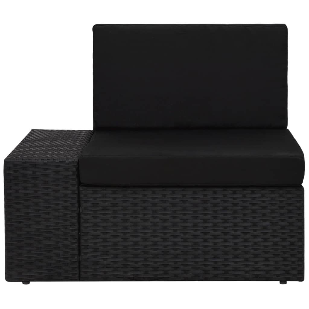 Set Mobilier De Grădină, 9 Piese, Negru, Poliratan