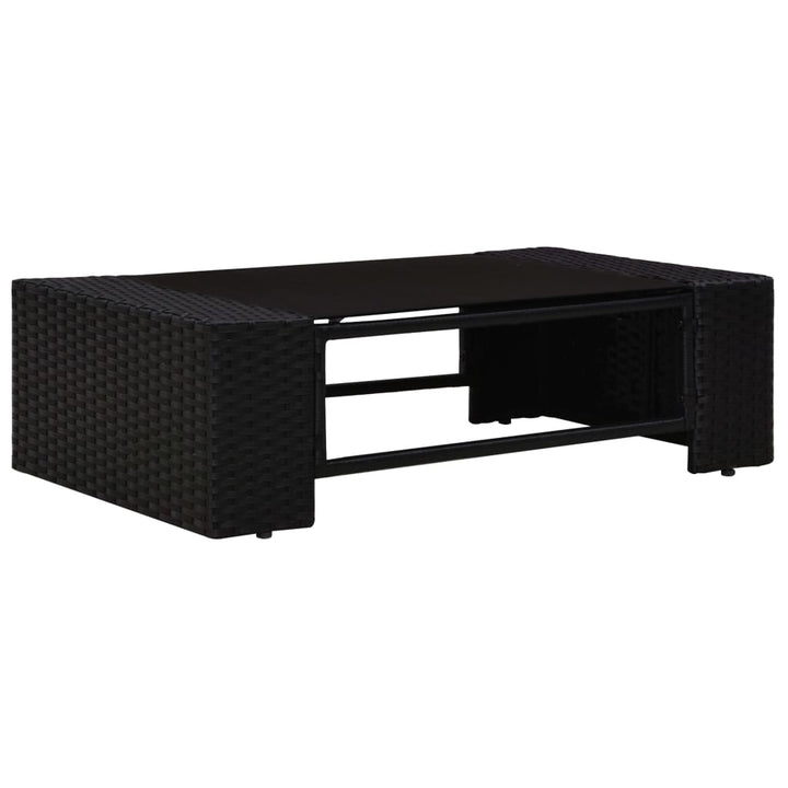Set Mobilier De Grădină, 9 Piese, Negru, Poliratan