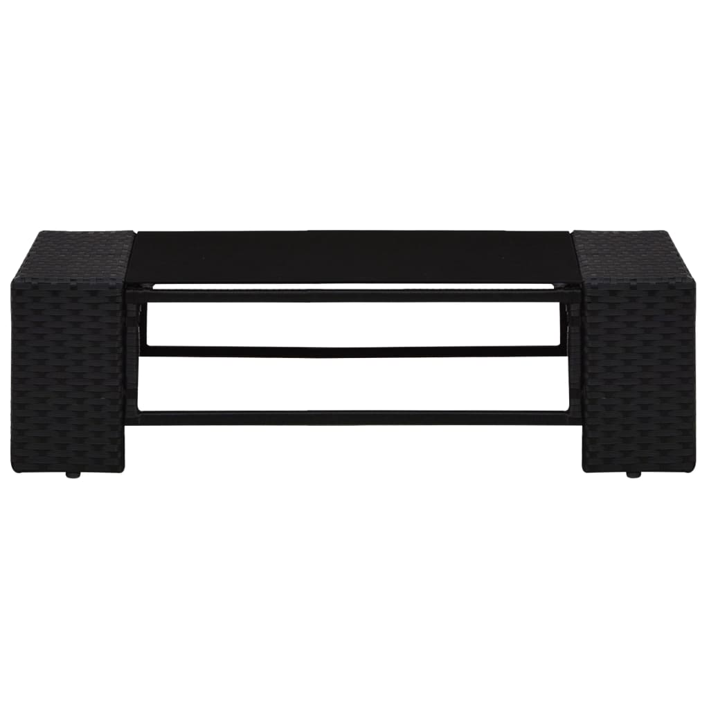 Set Mobilier De Grădină, 9 Piese, Negru, Poliratan