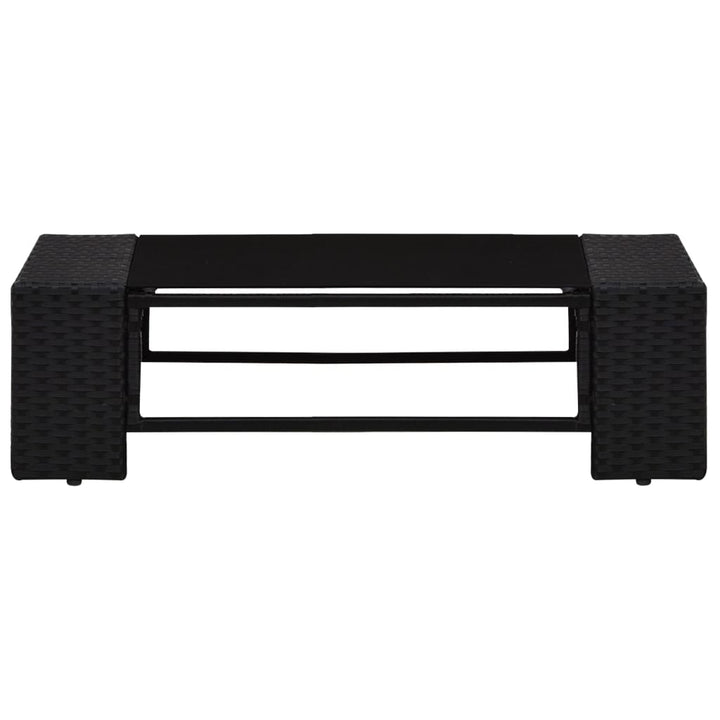 Set Mobilier De Grădină, 9 Piese, Negru, Poliratan