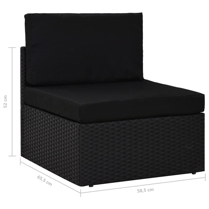 Set Mobilier De Grădină, 9 Piese, Negru, Poliratan
