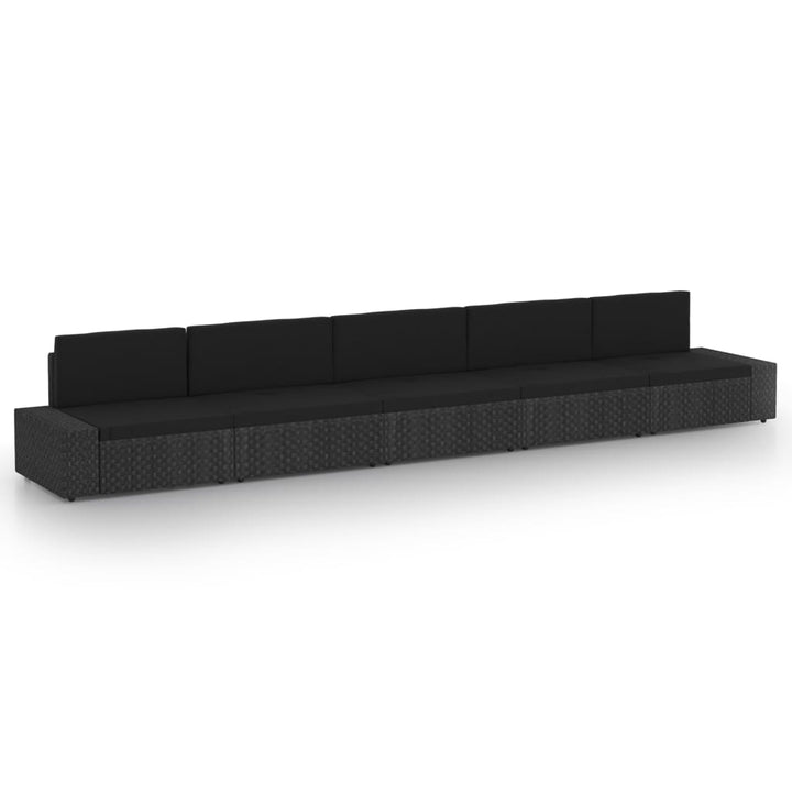Set Mobilier De Grădină, 9 Piese, Negru, Poliratan