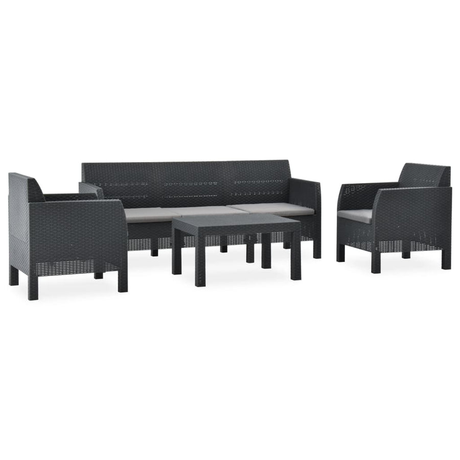 Set Mobilier De Grădină Cu Perne, 4 Piese, Antracit, Pp Ratan