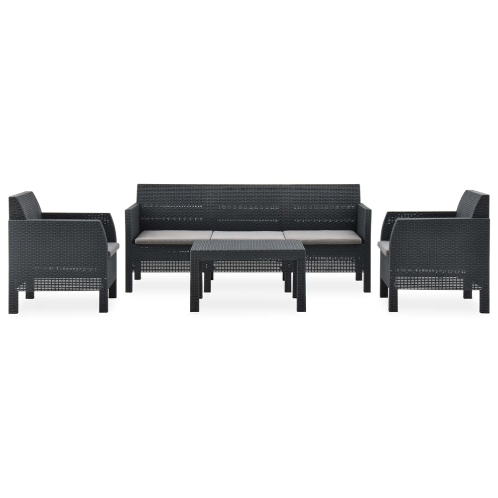 Set Mobilier De Grădină Cu Perne, 4 Piese, Antracit, Pp Ratan