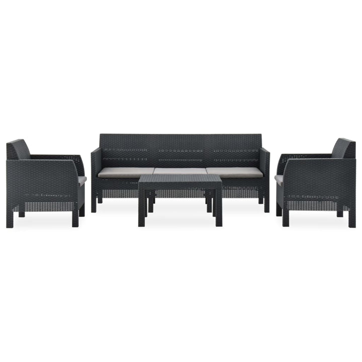 Set Mobilier De Grădină Cu Perne, 4 Piese, Antracit, Pp Ratan