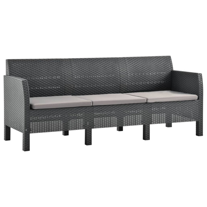 Set Mobilier De Grădină Cu Perne, 4 Piese, Antracit, Pp Ratan