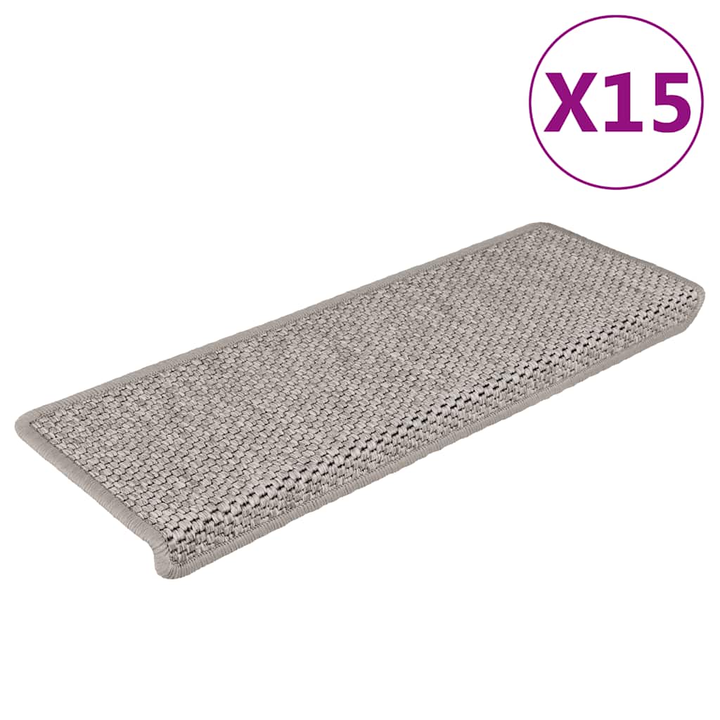 Covorașe Scări Autoadezive, 15 Buc. 65X21X4 Cm, Sisal
