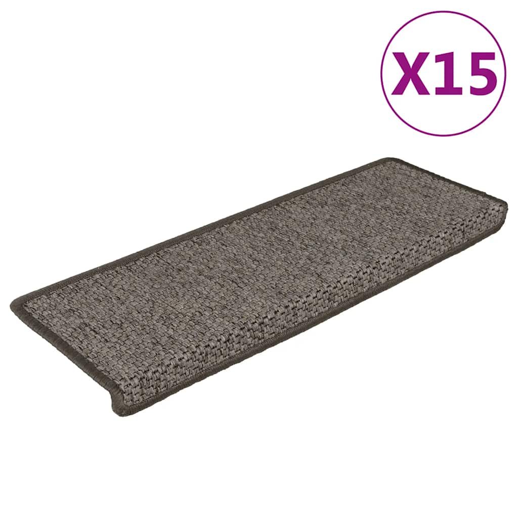 Covorașe Scări Autoadezive, 15 Buc. 65X21X4 Cm, Sisal