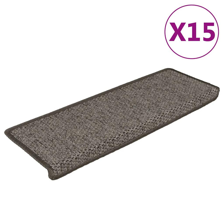 Covorașe Scări Autoadezive, 15 Buc. 65X21X4 Cm, Sisal