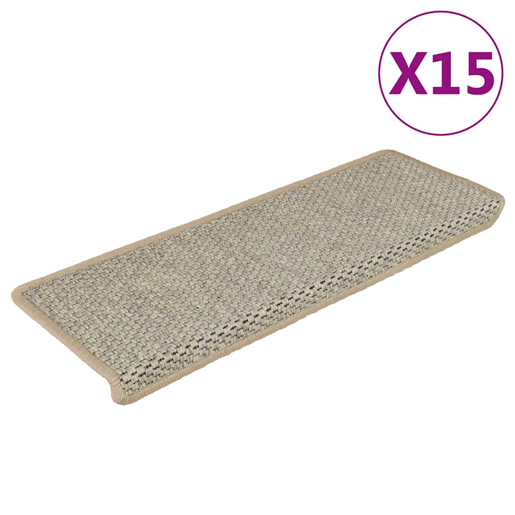 Covorașe Scări Autoadezive, 15 Buc. 65X21X4 Cm, Sisal