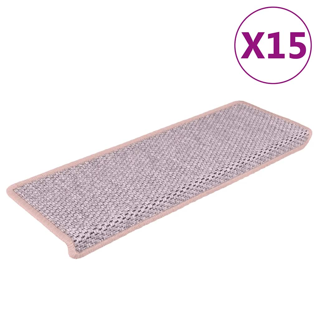 Covorașe Scări Autoadezive, 15 Buc. 65X21X4 Cm, Sisal