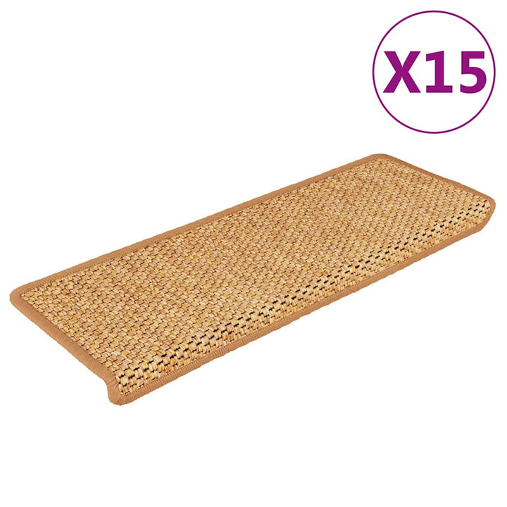 Covorașe Scări Autoadezive, 15 Buc. 65X21X4 Cm, Sisal
