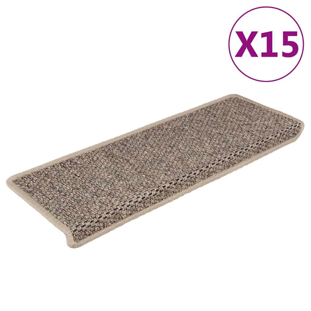 Covorașe Scări Autoadezive, 15 Buc. 65X21X4 Cm, Sisal